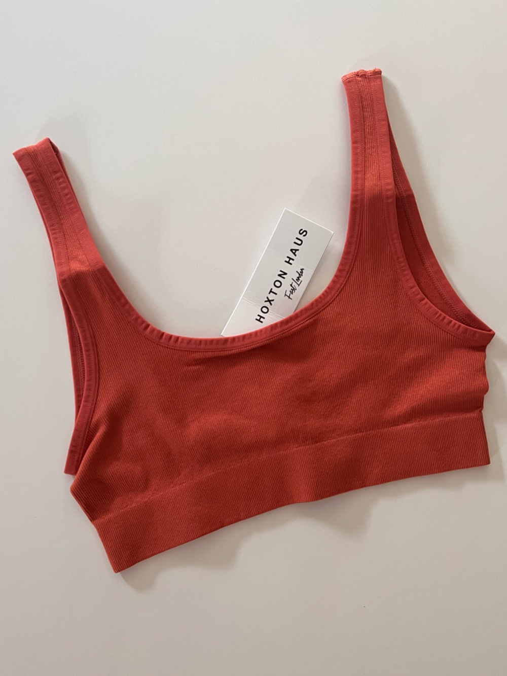 HOXTON HAUS Rust Red Ribbed Sports Bra Bralette Size XS/S NWT Gorpcore
